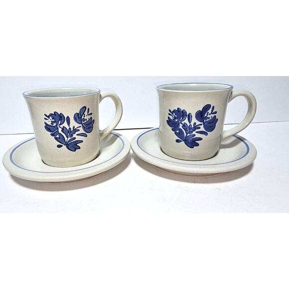 Set Of 2 Pfaltzgraff YorketownCoffee Tea Cup Mug With Saucers #289 4Pcs. Total - Picture 1 of 9